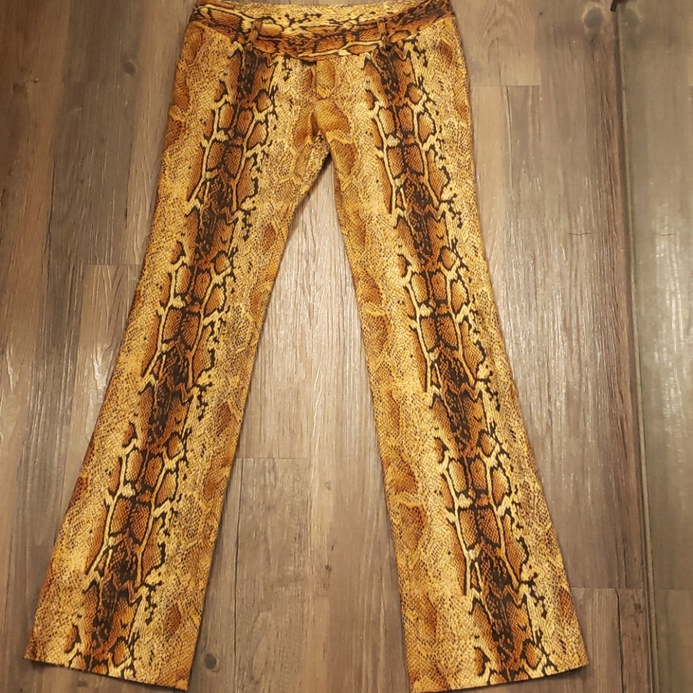 Snakeskin flare pants